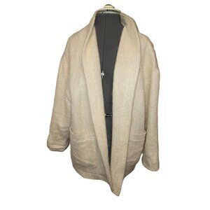 Vintage‎ Wool/Mohair Cardigan jacket Open Pockets Lined Cream Winter White XL